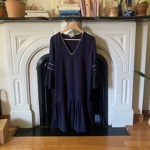 Ganni Clark Dress Total Eclipse Bell Sleeve